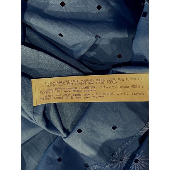 ZARA Off Shoulder Textured Eyelet Mini Sun Dress Balloon Sleeve Pockets M Blue - Picture 9 of 14